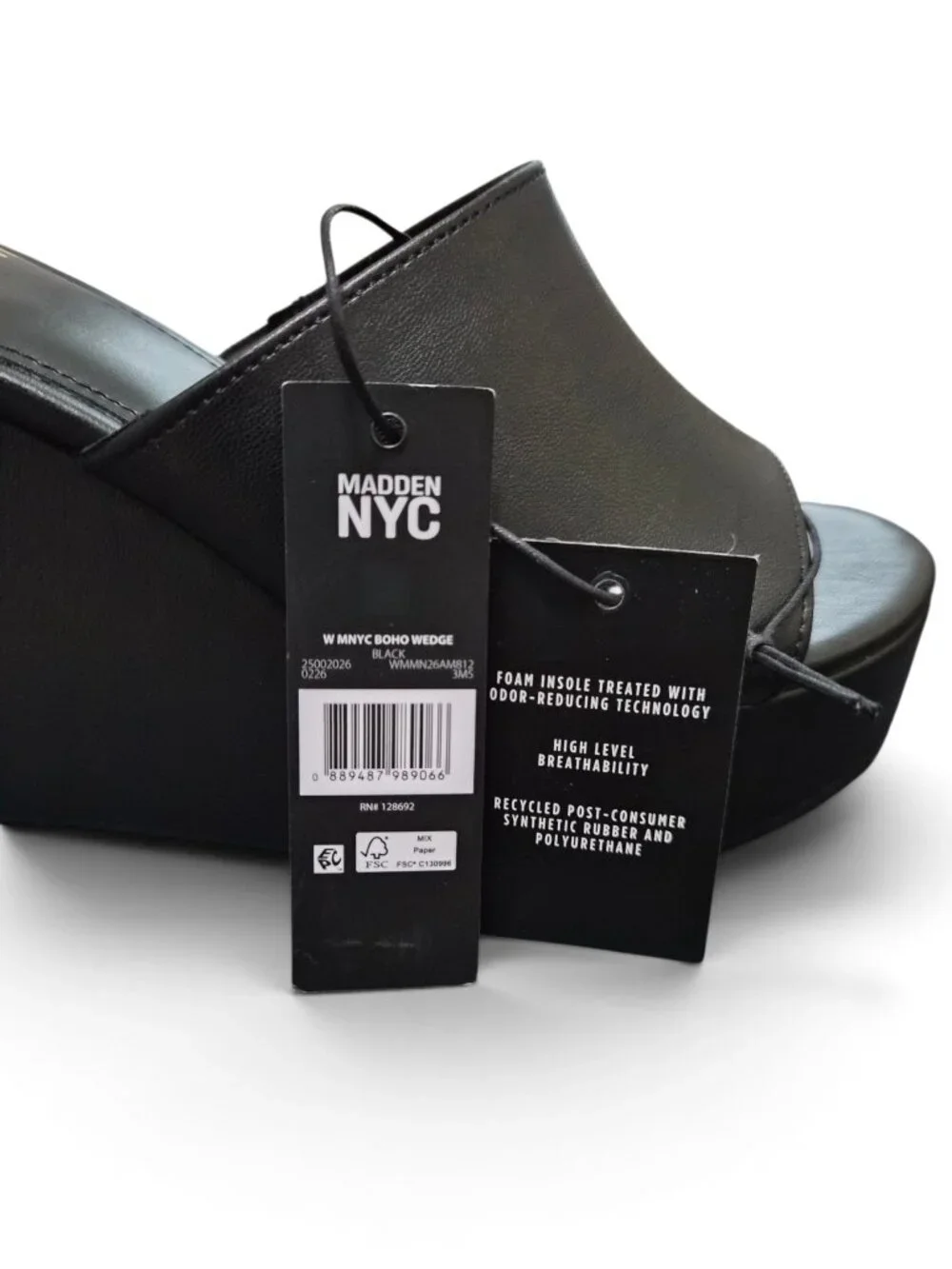 NIB Madden NYC Womens Boho Platform Wedge Slip-On Sandals Size 6, 8, 9, 10 Black